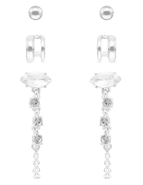 Set de aretes Nine West West Metal Ears con acabado brillante