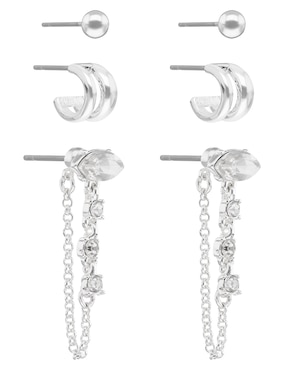 Set de aretes Nine West West Metal Ears con acabado brillante