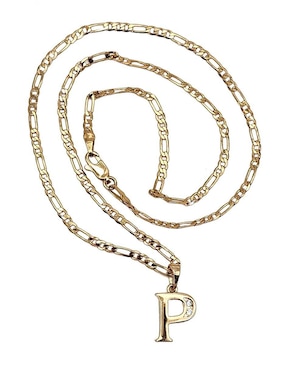 Collar con dije de letra p Moon Letras de oro laminado 10 K