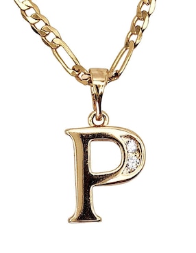 Collar con dije de letra p Moon Letras de oro laminado 10 K