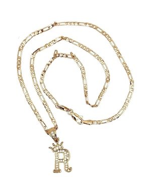 Collar con dije de letra r Moon Letras de oro laminado 10 K