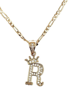 Collar con dije de letra r Moon Letras de oro laminado 10 K