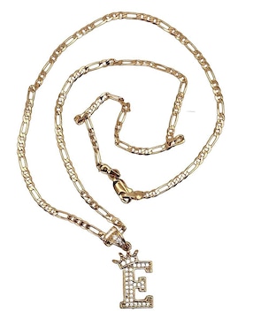Collar con dije de letra e Moon Letras de oro laminado 10 K