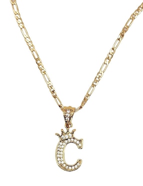 Collar con dije de letra c Moon Letras de oro laminado 10 K
