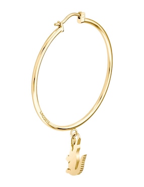 Aretes de aro de logo Lacoste Crocodile con acabado baño rodio