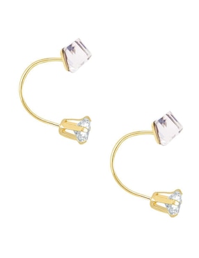 Broqueles cuadrados Oro Angelus de oro con acabado brillante zirconia