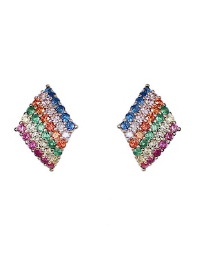 Aretes de rombo Sofia Blum de plata P 925 con acabado chapa de oro circonita