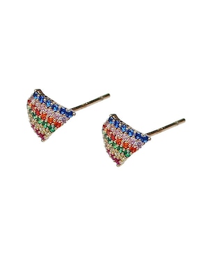 Aretes de rombo Sofia Blum de plata P 925 con acabado chapa de oro circonita