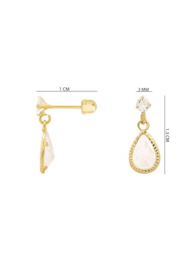 Broqueles de gota Oro Angelus de oro con acabado pavé zirconia