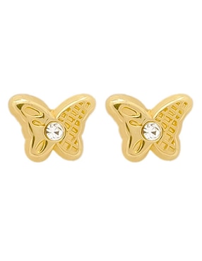 Broqueles De Mariposa Oro Angelus De Oro 14 K Con Acabado Pulido Zirconia