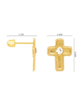 Broqueles de cruz Oro Angelus de oro con acabado brillante zirconia