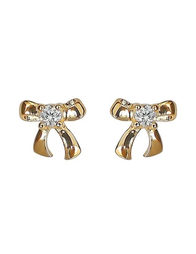 Aretes de moño Sofia Blum de plata P 925 con acabado chapa de oro circonita
