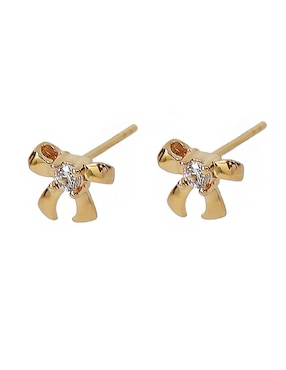 Aretes de moño Sofia Blum de plata P 925 con acabado chapa de oro circonita