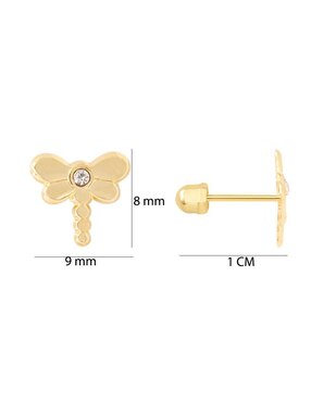 Broqueles de libélula Oro Angelus de oro con acabado brillante zirconia
