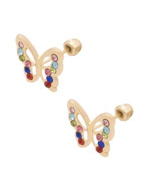 Broqueles de mariposa Oro Angelus de oro con acabado brillante zirconia