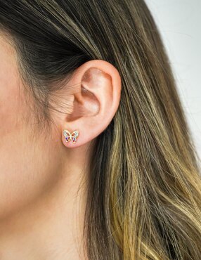 Broqueles de mariposa Oro Angelus de oro con acabado brillante zirconia