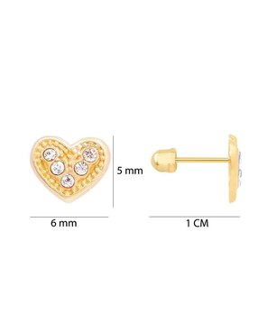 Broqueles de corazón Oro Angelus de oro con acabado brillante zirconia