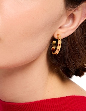 Aretes de aro circulares Kate Spade con acabado brillante zirconia cúbica