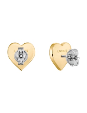 Aretes de corazón Lacoste con acabado brillante