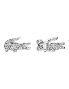 Aretes Cortos Cocodrilo Lacoste Crocodile Con Acabado Brillante Cristal