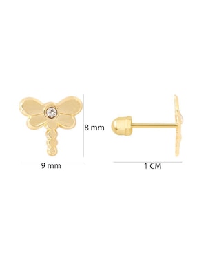 Broqueles de libélula Oro Angelus de oro con acabado brillante zirconia