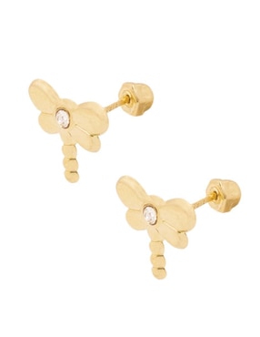 Broqueles de libélula Oro Angelus de oro con acabado brillante zirconia