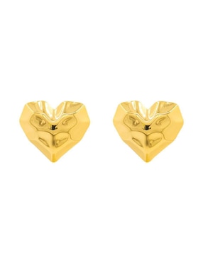 Aretes Cortos De Corazón Oro Angelus Con Acabado Dorado