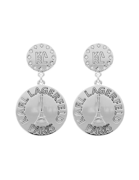 Aretes Largos Circulares Karl Lagerfeld Katy Con Acabado Brillante Cristal