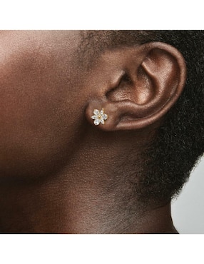 Broqueles de flor Pandora Timeless de plata P 925 con acabado brillante zirconia cúbica