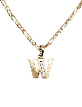 Collar con dije de letra w Moon de oro laminado 10 K