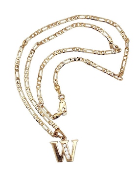 Collar con dije de letra w Moon de oro laminado 10 K