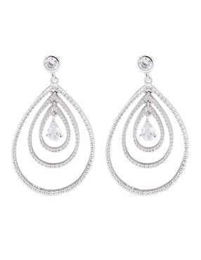 Aretes Largos Ovalados Oro Angelus De Plata P925 Con Acabado Pavé Zirconia