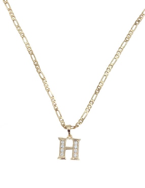 Collar con dije de letra h Moon Letras de oro laminado 10 K