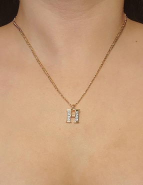 Collar con dije de letra h Moon Letras de oro laminado 10 K
