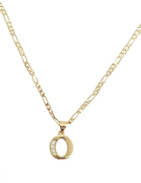 Collar con dije de letra o Moon Letras de oro laminado 10 K
