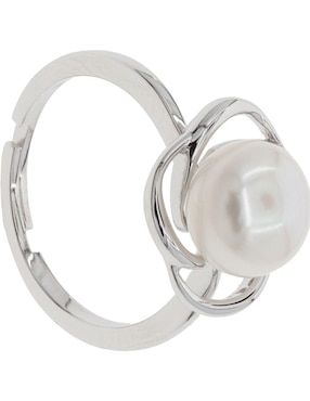 Anillo redondo Mayfer Joyería MAYFER NUPCIAL de plata P 925 perla baño rodio