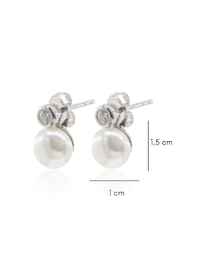 Aretes de círculo Mayfer Joyería de plata P 925 con acabado baño rodio perla