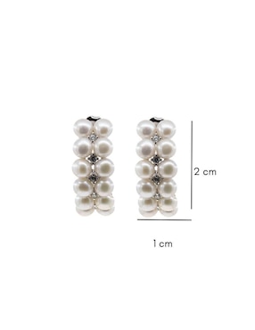 Aretes Mayfer Joyería de plata P 925 con acabado baño rodio perla