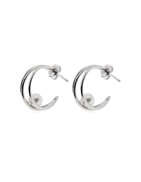 Arracadas Mayfer Joyería de plata P 925 con acabado baño rodio perla