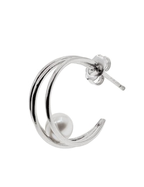 Arracadas Mayfer Joyería de plata P 925 con acabado baño rodio perla