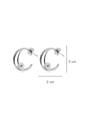 Arracadas Mayfer Joyería de plata P 925 con acabado baño rodio perla