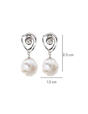 Aretes Mayfer Joyería de plata P 925 con acabado baño rodio perla