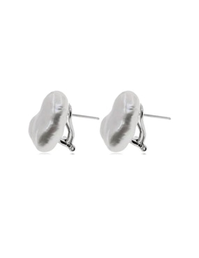 Aretes Mayfer Joyería de plata P 925 con acabado baño rodio perla