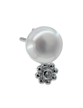 Broqueles de flor Mayfer Joyería de plata P 925 con acabado baño rodio perla