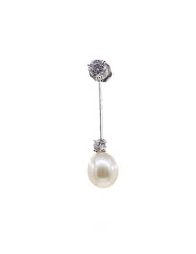Aretes de círculo Mayfer Joyería de plata P 925 con acabado baño rodio perla