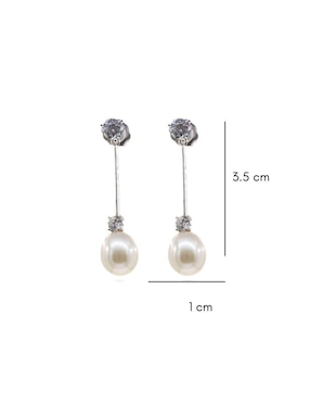 Aretes de círculo Mayfer Joyería de plata P 925 con acabado baño rodio perla