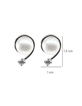 Aretes Mayfer Joyería de plata P 925 con acabado baño rodio perla