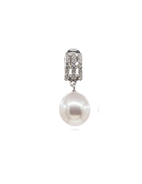 Aretes de barra Mayfer Joyería de plata P 925 con acabado baño rodio perla