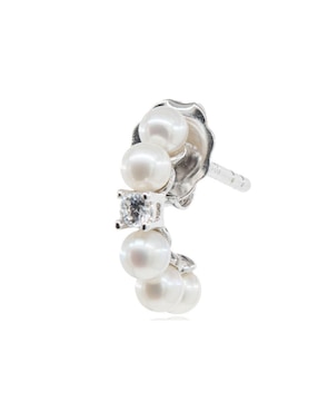 Arracadas Mayfer Joyería de plata P 925 con acabado baño rodio perla