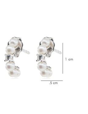 Arracadas Mayfer Joyería de plata P 925 con acabado baño rodio perla